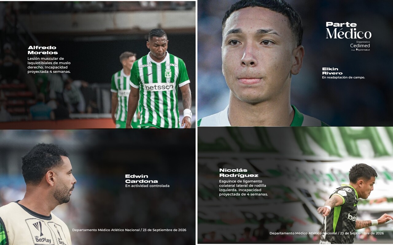 Hospital «verdolaga»: las cuatro bajas sensibles que tendrá Atlético Nacional de cara al clásico ante Millonarios 2 bajas de nacional millonarios