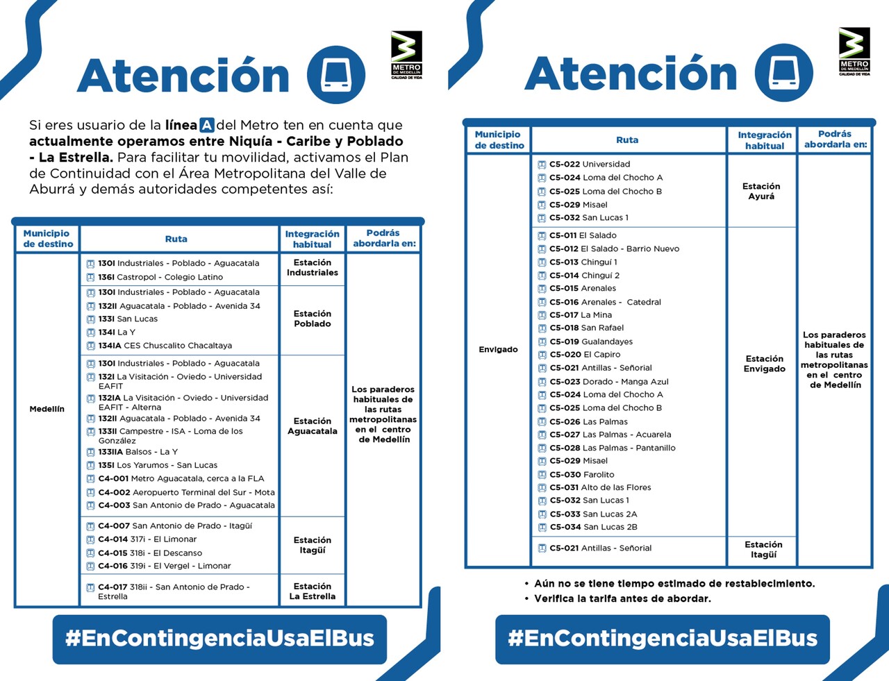 Metro de Medellín implementa Plan de Continuidad por inconveniente técnico en la Línea A 2 buses1