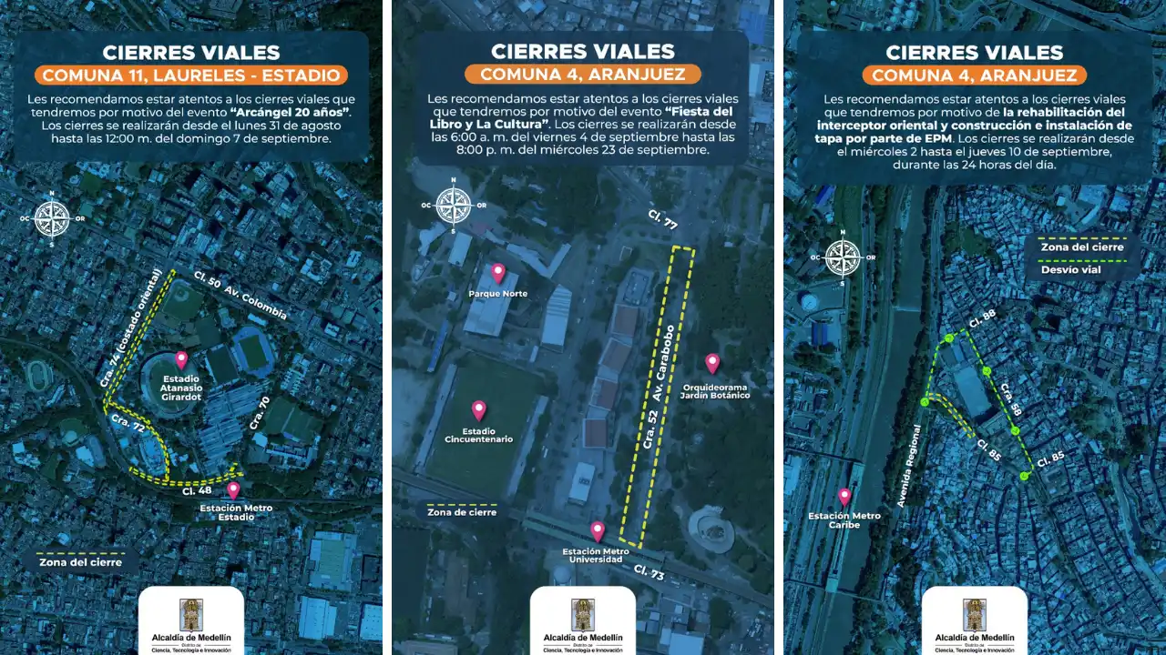 ¡A 'armarse de paciencia' en el volante! Cierres viales este fin de semana en Medellín 3 ¡A 'armarse de paciencia' en el volante! Cierres viales este fin de semana en Medellín