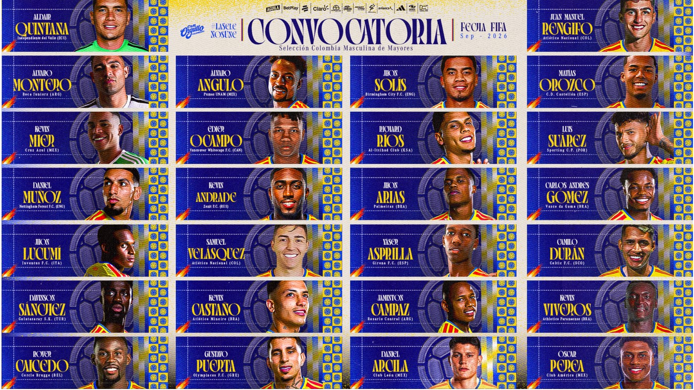 ¡Vuelve la Tricolor! Convocados a la Selección Colombia para enfrentar a México, Paraguay y Perú 2 convocados sele