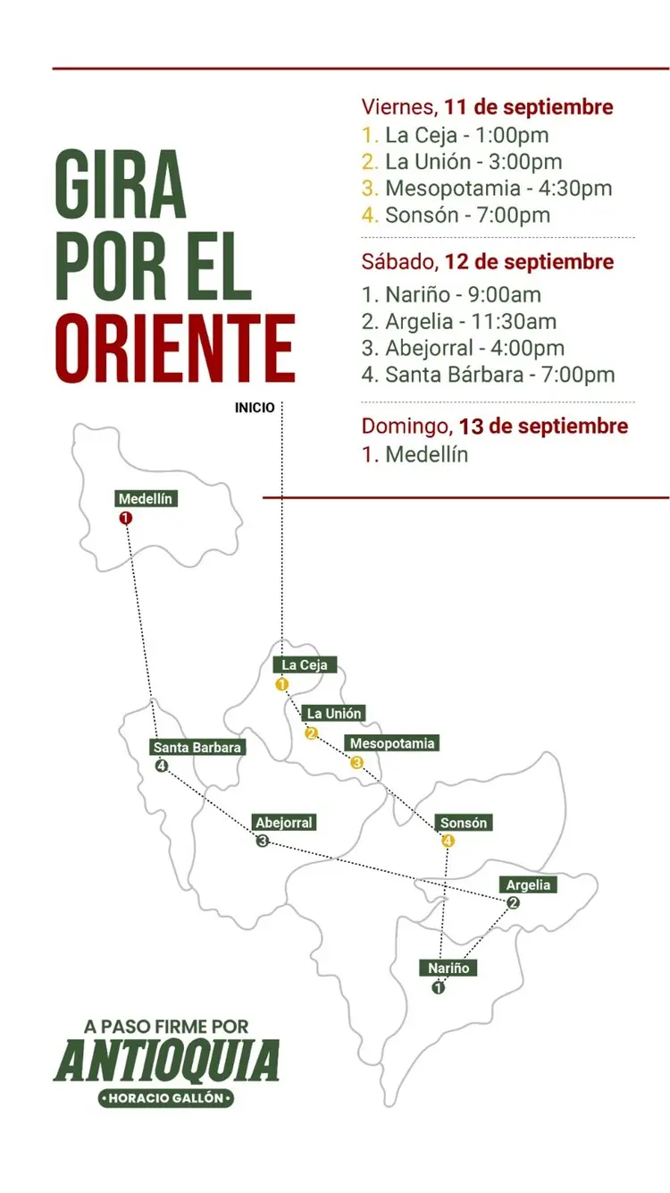 «A paso firme por Antioquia»: Así será la gira de Luis Horacio Gallón por el oriente antioqueño 2 gira gallon oriente