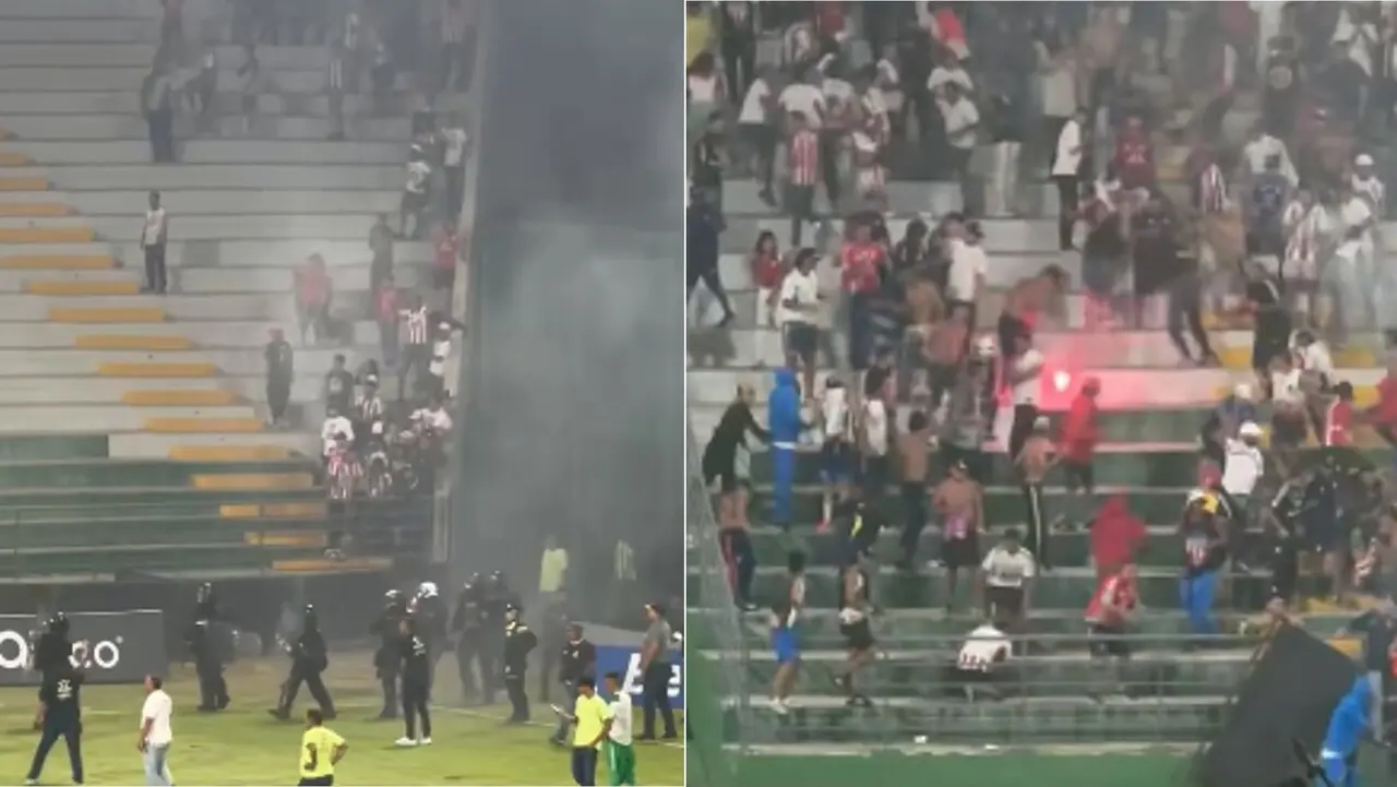¡Vuelve y juega! Hinchas de junior intentan invadir la cancha, lanzan bengalas, arman disturbios ¿y Junior se queda con los puntos en el escritorio? 2 junior2