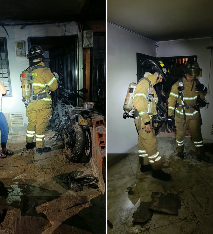 Emergencia en Bello: un hombre herido y daños estructurales dejó el incendio de una moto en La Gabriela 3 moto quemada la gabriela3