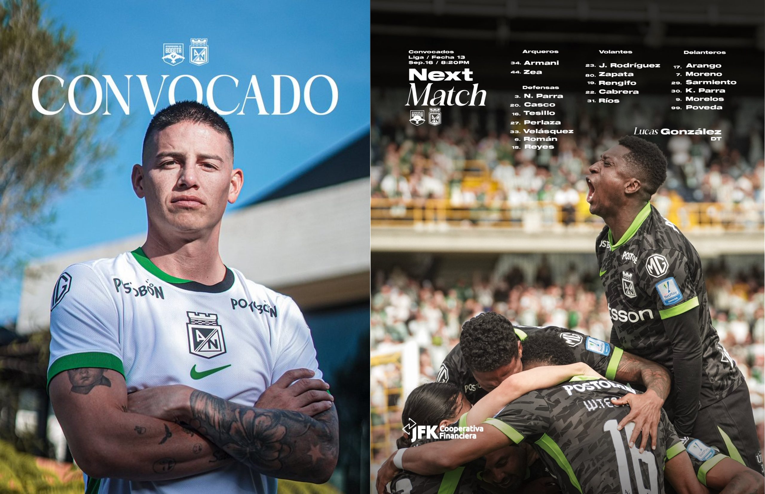 Hoy juega el verde en El Campín y «el más grande» está convocado 2 nacional convocado james scaled