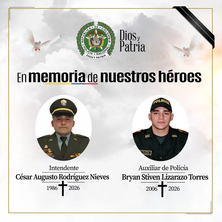 Luto en la Policía Nacional: asesinan a un intendente y a un joven auxiliar en cobarde ataque en Norte de Santander 1 policias muertos norte de santander