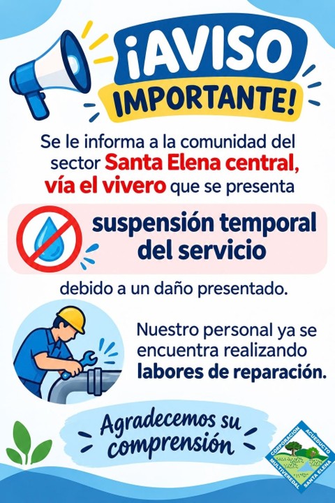 Atención Santa Elena: daño imprevisto en el acueducto deja sin suministro a la zona central 2 santa elena sin agua