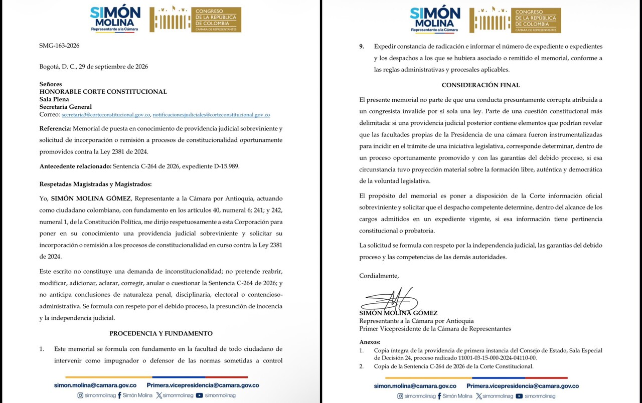 El representante Simón Molina pide a la Corte Constitucional evaluar si presuntas irregularidades viciaron el trámite de la Reforma Pensional 2 simon molina ref pensional