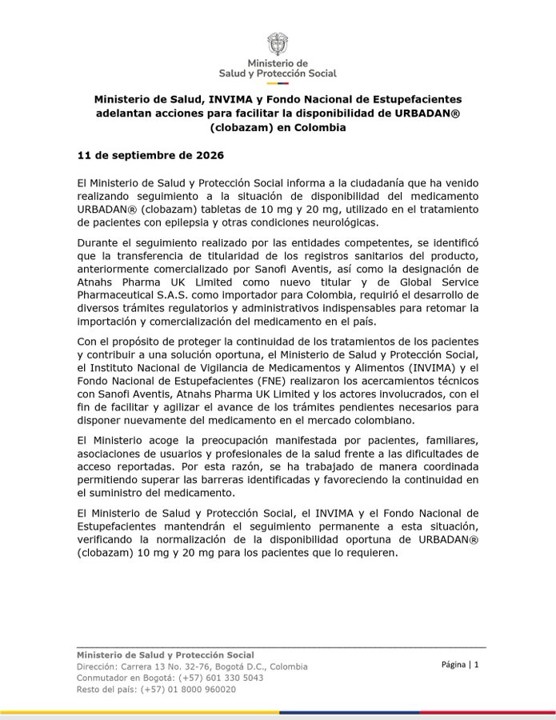 ¡Atención! MinSalud confirma que medicamento para tratar la epilepsia vuelve a estar disponible en Colombia 2 urbadan