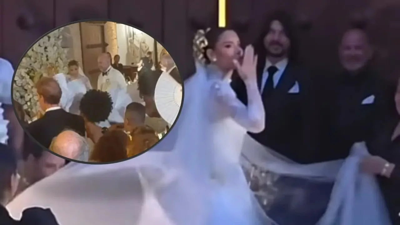 Ariadna Gutiérrez y Guus Franke durante su boda en la Catedral de Santa Catalina de Alejandría en Cartagena