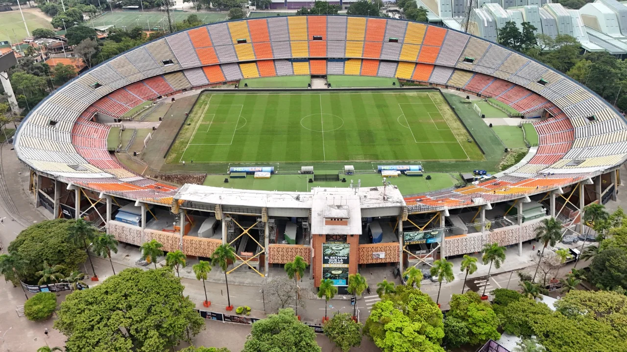 Vista aérea del estadio Atanasio Girardot de Medellín