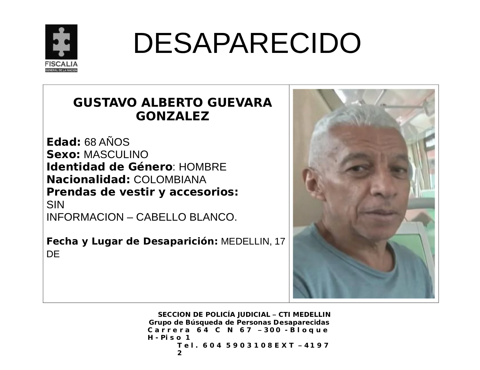 Gustavo Alberto Guevara desapareció en Medellín 2 Gustavo Alberto Guevara desapareció en Medellín