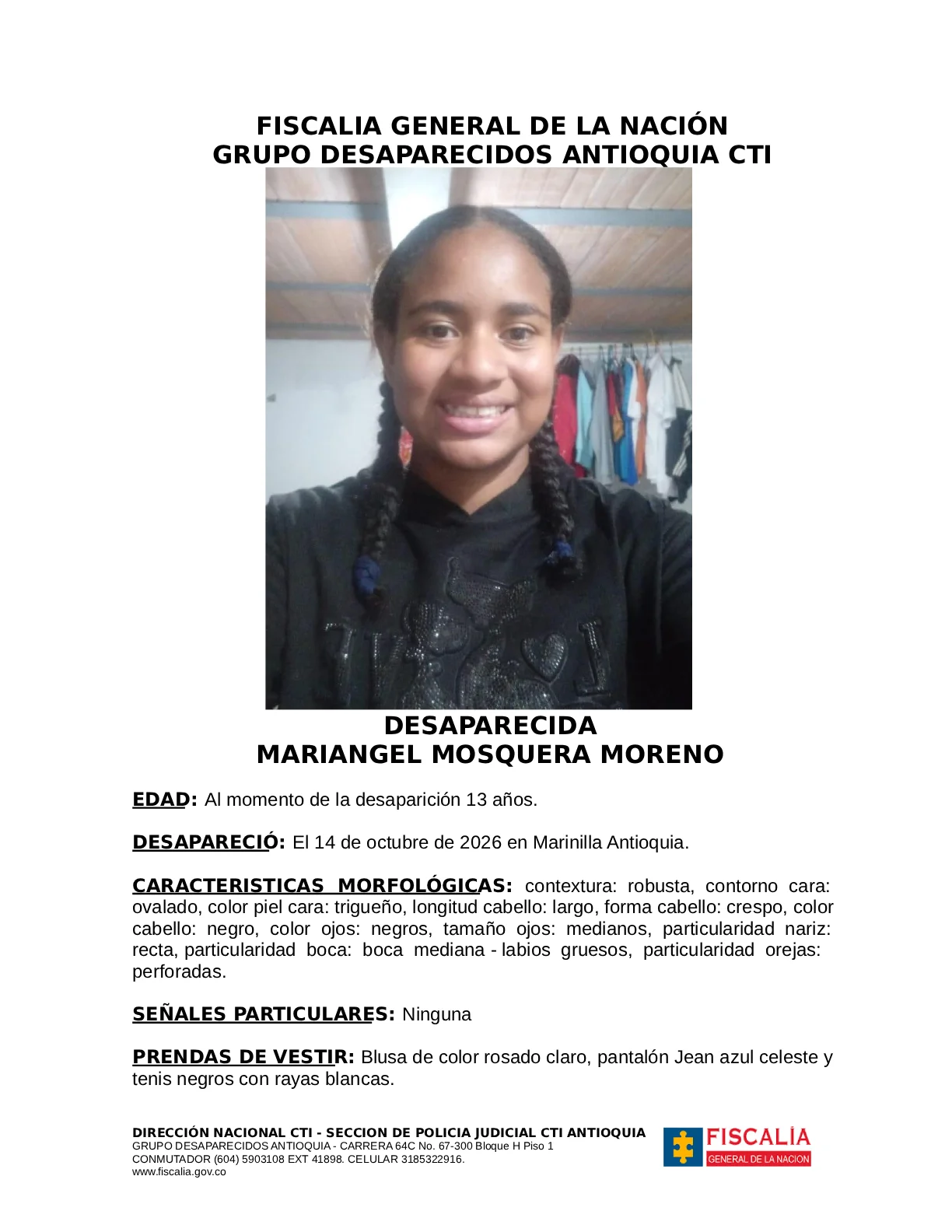 La menor Mariangel Mosquera desapareció en el municipio de Marinilla 2 La menor Mariangel Mosquera desapareció en el municipio de Marinilla