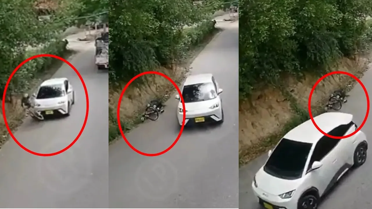 ¡Un fantasma al volante! Carro atropelló a un ciclista en Floridablanca y se esfumó; todo quedó en video 2 Carro blanco atropella a un ciclista en el sector de Acapulco, en Floridablanca