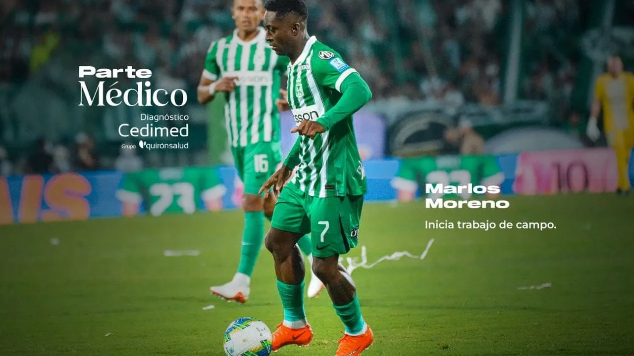 Marlos Moreno, jugador de Atlético Nacional, en el parte médico del club