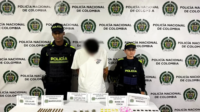 Capturan a un joven de 20 años en San Rafael con 130 dosis de cocaína, bazuco y marihuana