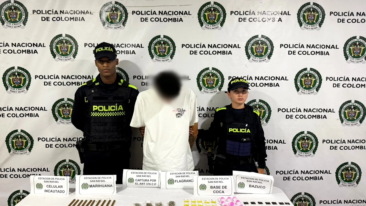 Capturan a un joven de 20 años en San Rafael con 130 dosis de cocaína, bazuco y marihuana