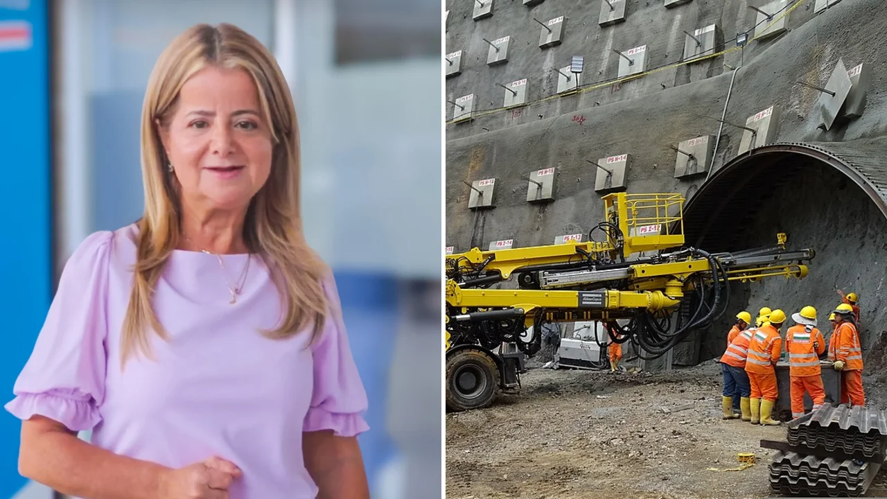 Elsa Noguera, ministra de Transporte, y obras del Túnel del Toyo