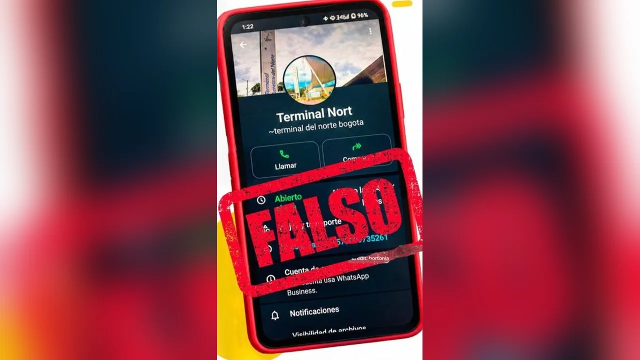 Celular con número falso que se hace pasar por la Terminal de Transporte de Bogotá