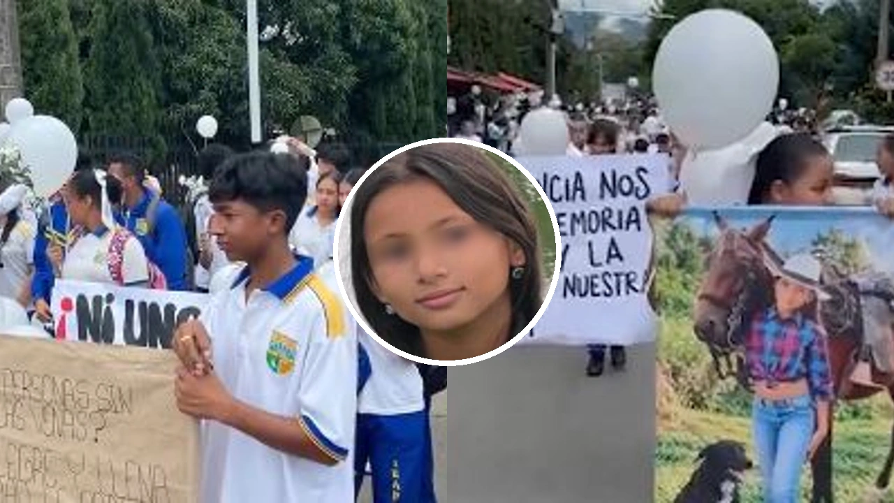 Marcha en Frontino por Jhady Sofía y retrato de la niña con los ojos desenfocados