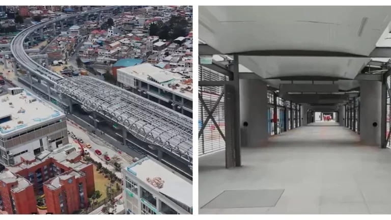 Obras de la estación 9 de la Línea 1 del Metro de Bogotá, conectada con la estación de TransMilenio del Sena