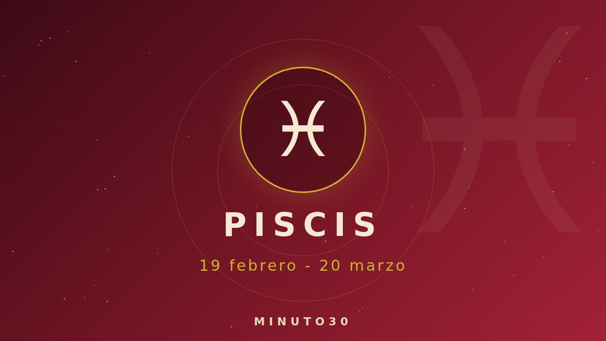 Horóscopo del lunes, 19 de octubre de 2026 13 Horóscopo Piscis - Minuto30