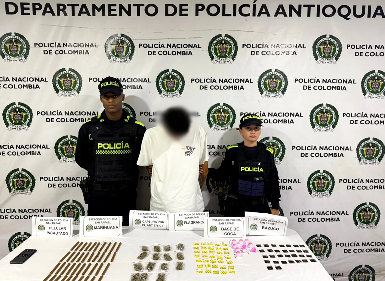 Capturan a un joven de 20 años en San Rafael con 130 dosis de cocaína, bazuco y marihuana 2 Captura con estupefacientes en San Rafael, Antioquia