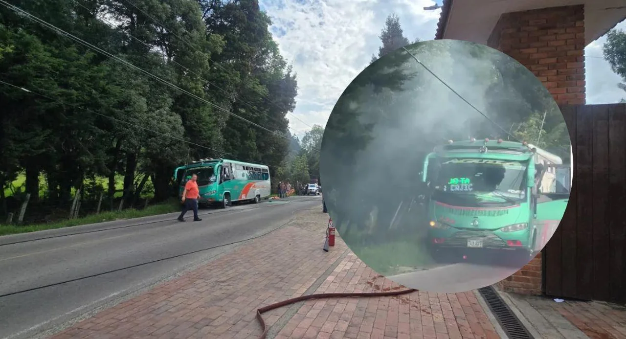 Cables de alta tensión cayeron sobre un bus en Tenjo: una persona murió y seis resultaron heridas 2 Bus de Flota Águila afectado por la caída de cables de alta tensión en la vía Siberia-Tenjo, Cundinamarca