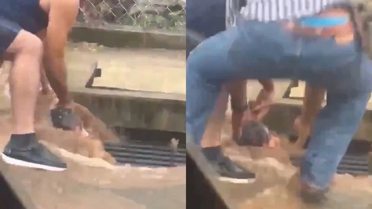 ¡Que horror! Niña fue arrastrada por una corriente en El Salvador y casi cae en una alcantarilla