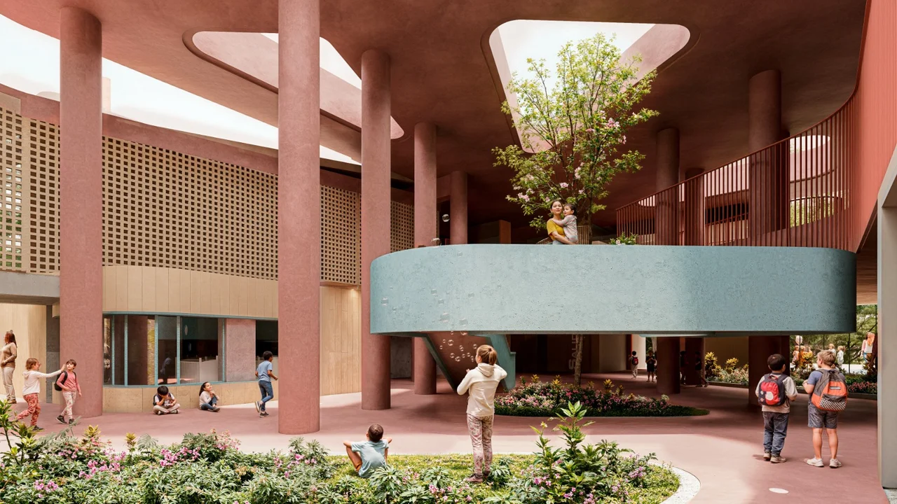 Parques infantiles de Medellín tendrán nueva cara: $12.000 millones para renovar 16 espacios 1 Render del interior de uno de los parques infantiles que serán renovados en Medellín