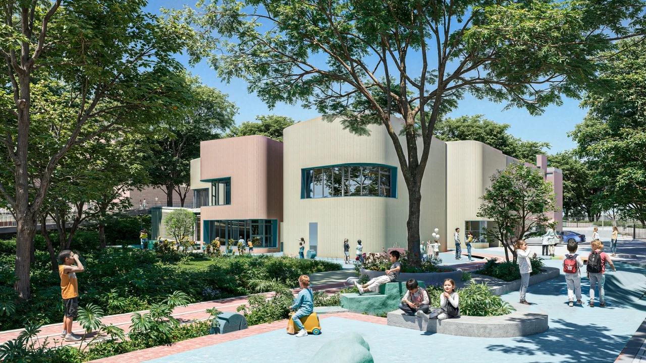 Parques infantiles de Medellín tendrán nueva cara: $12.000 millones para renovar 16 espacios 2 Render de la fachada de uno de los parques infantiles renovados de Medellín