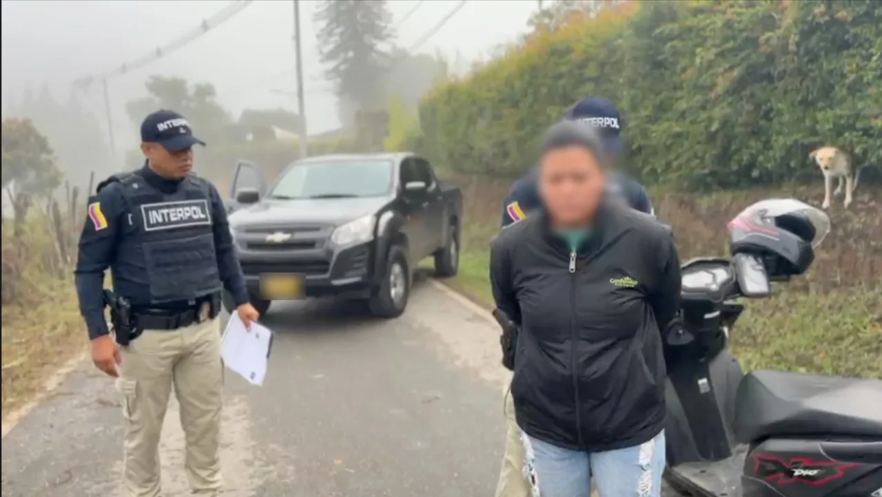 ¡Cayó en Medellín! Colombiana buscada por Suecia habría extorsionado con falsos correos de la Policía sueca 2 Agentes de Interpol y la mujer retenida en una carretera con neblina
