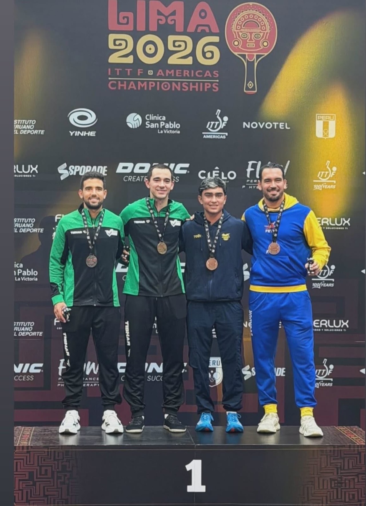 Emanuel Otálvaro, de 16 años, se colgó el bronce en el Panamericano de tenis de mesa en Lima 3 Podio masculino del Panamericano de tenis de mesa en Lima 2026