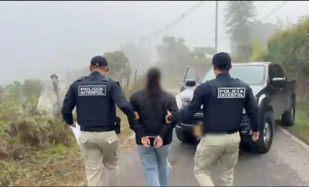 ¡Cayó en Medellín! Colombiana buscada por Suecia habría extorsionado con falsos correos de la Policía sueca 3 Dos uniformados de Interpol acompañan a la mujer esposada hacia un vehículo