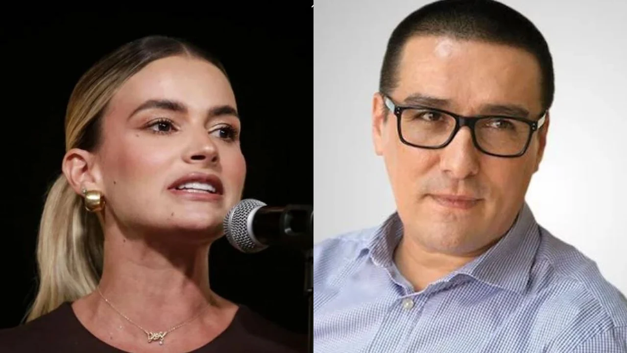 La primera dama, Ana Lucía Pineda, y el caricaturista Matador