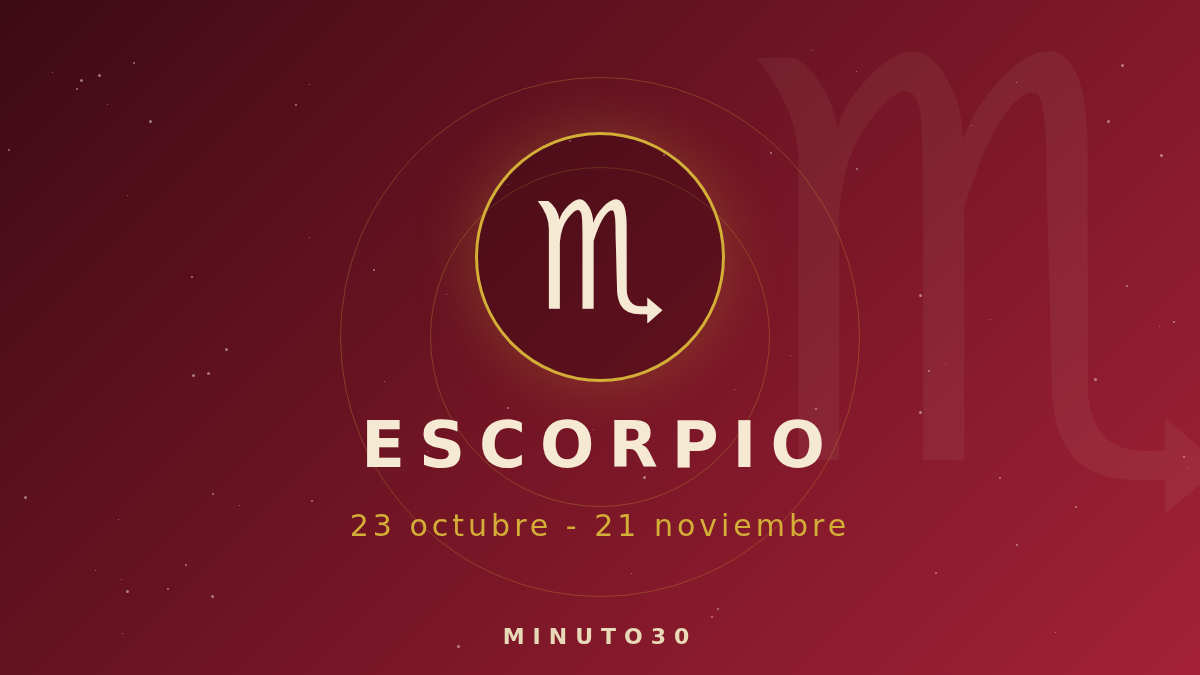Horóscopo del lunes, 19 de octubre de 2026 9 Horóscopo Escorpio - Minuto30