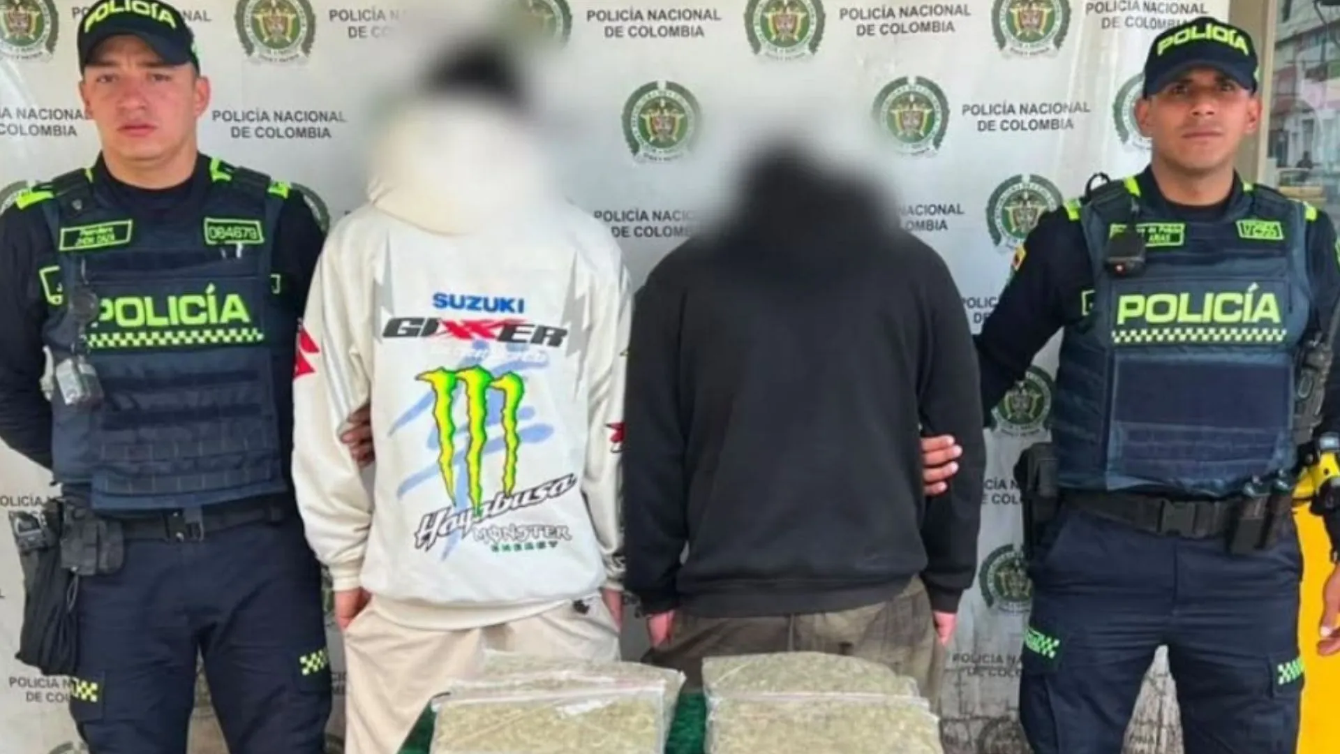 Dos extranjeros fueron capturados con más de cuatro kilos de marihuana en el centro de Bogotá