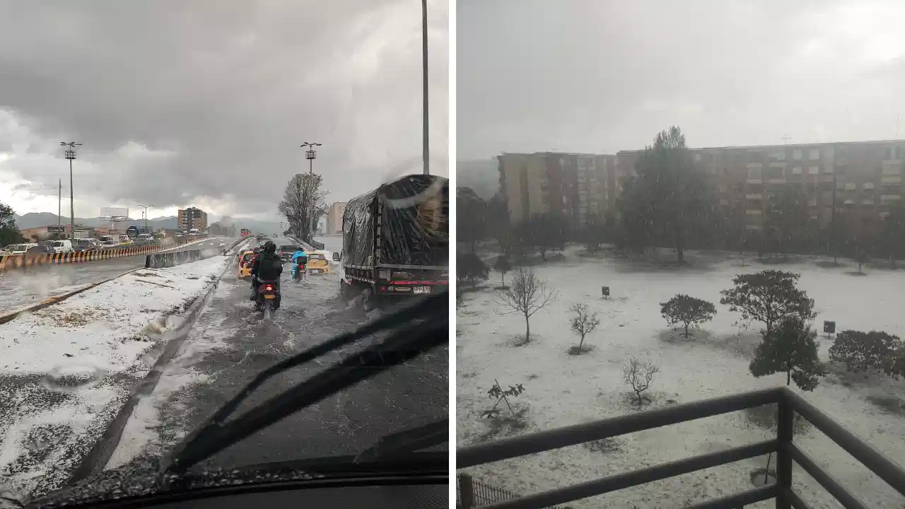 ¡Tremenda granizada! Bogotá pasó del calor a un fuerte aguacero