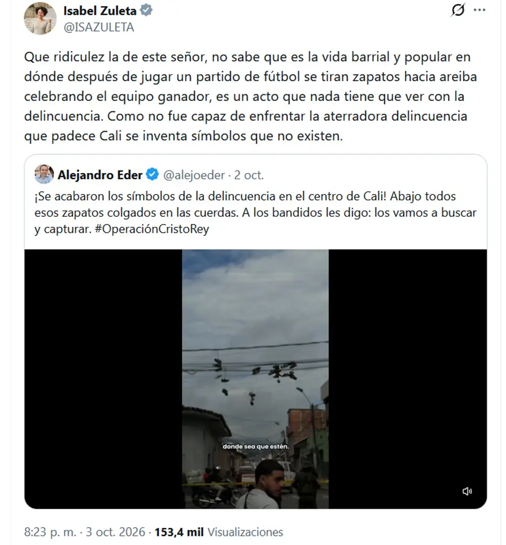 ¡La «ignorancia» de Isabel Zuleta es atrevida! Los zapatos colgados en los cables de luz SI son símbolo mundial de «olla de vicio» 2 isabel zuleta ollas de vicio