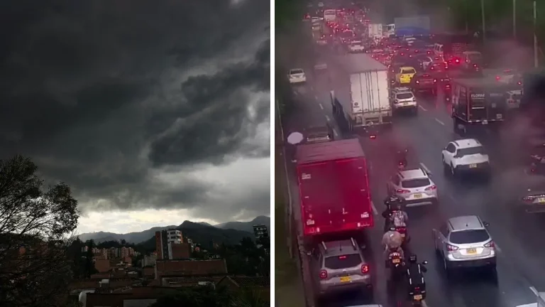 Lluvias y tormenta eléctrica en Medellín: suspenden el Metrocable y hay movilidad reducida
