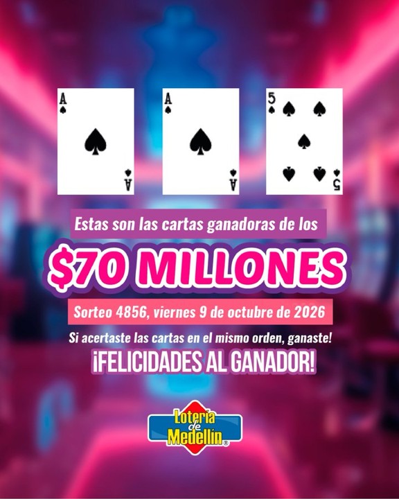 Resultados de la Lotería de Medellín: 9 de octubre 4 medellin blackjack oct9