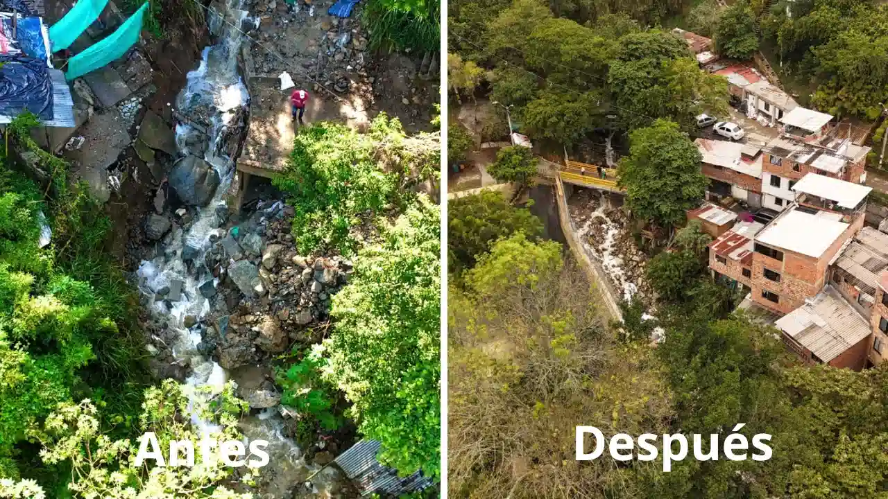 Terminan obras para frenar inundaciones en cuatro quebradas de Medellín: así quedaron 2 Terminan obras para frenar inundaciones en cuatro quebradas de Medellín