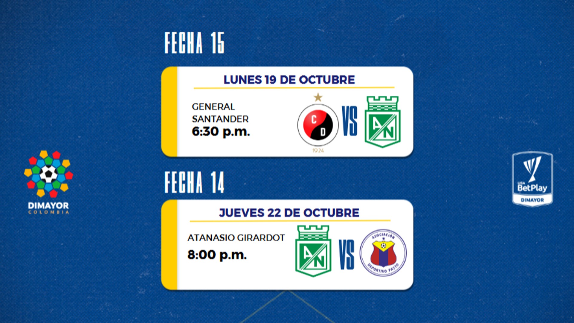 Dimayor autoriza nuevos cambios en la programación de los partidos de Atlético Nacional por Liga 2 partidos de acional aplazados