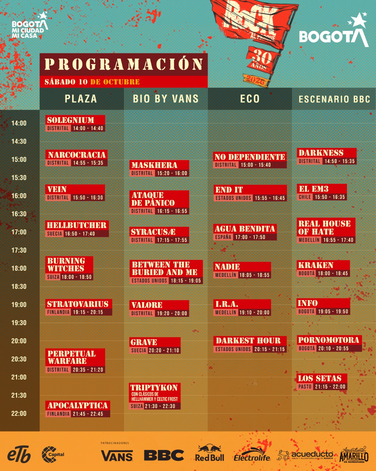 ¡Celebración histórica! Rock al Parque 2026 cumple 30 años: consulte el cartel, escenarios y programación del Día 1 2 rock10