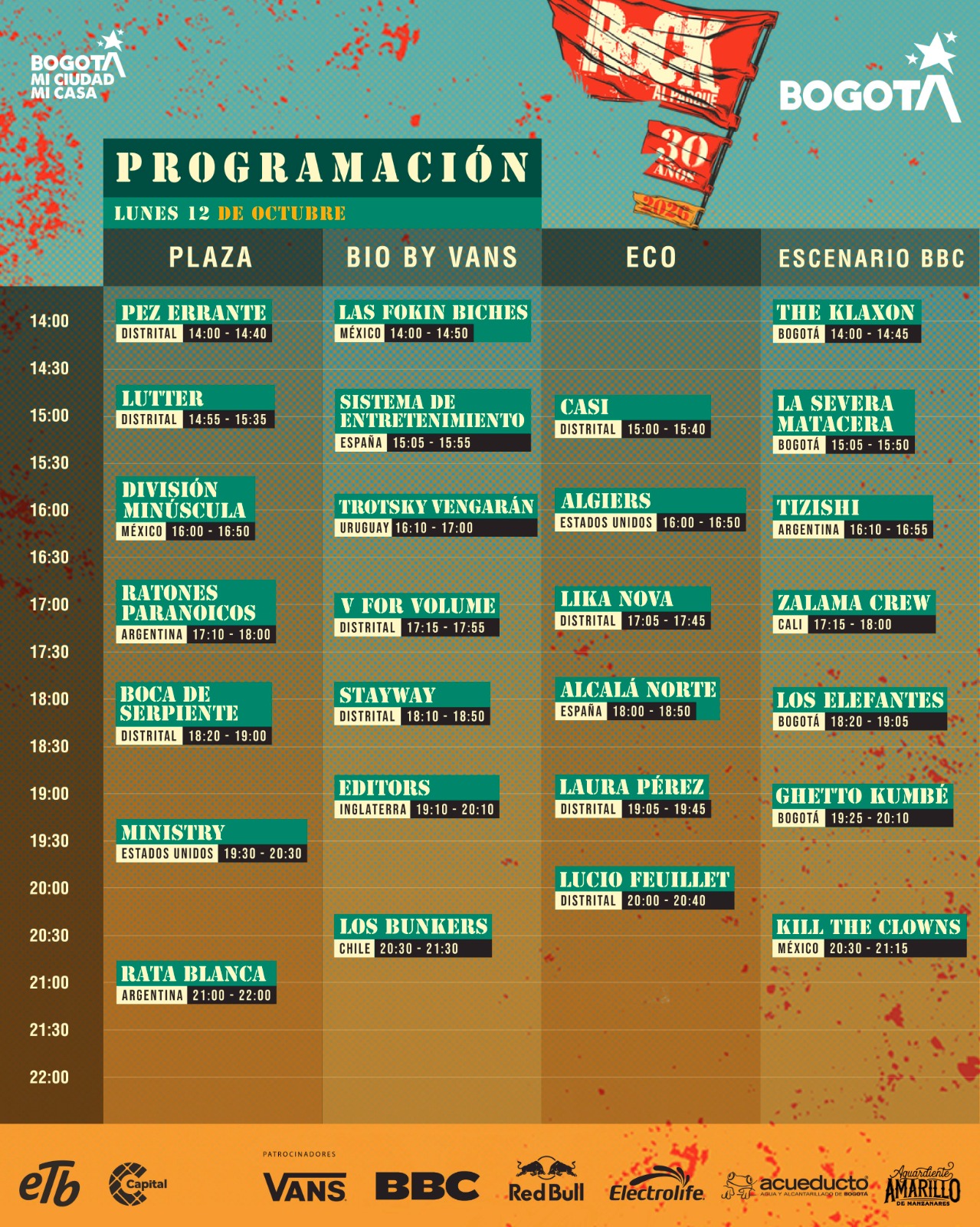 Cierre de lujo en Rock al Parque 2026: Rata Blanca, Editors, Ministry y Los Bunkers lideran la jornada final 2 rock12
