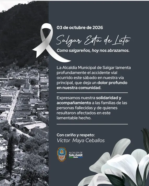 Identifican a tres de las cuatro víctimas mortales de la tragedia vial en Salgar: revelan dos de ellas 2 salgar comunicado